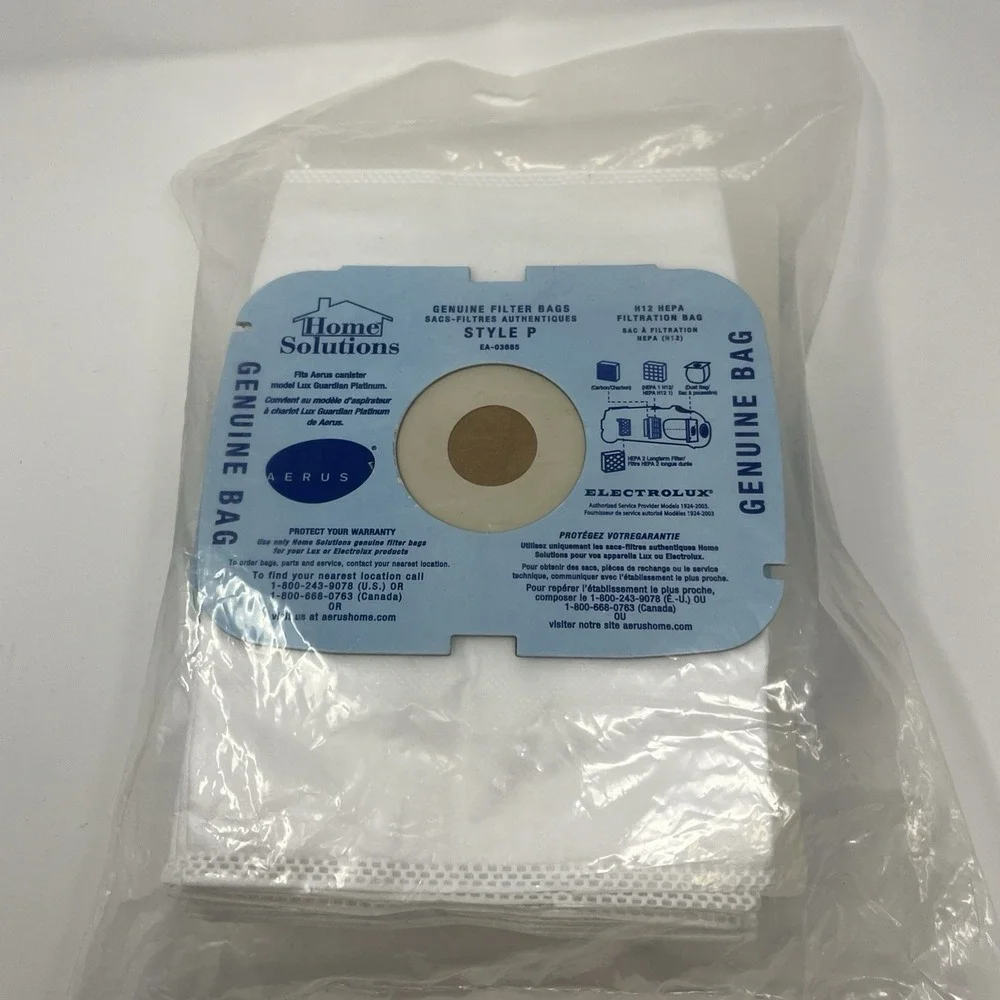 Home Solutions Style P HEPA Vacuum Bags 12 Pack For Lux Guardian Platinum Aerus